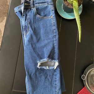 Never been worn bright blue high rise skinny jeans
